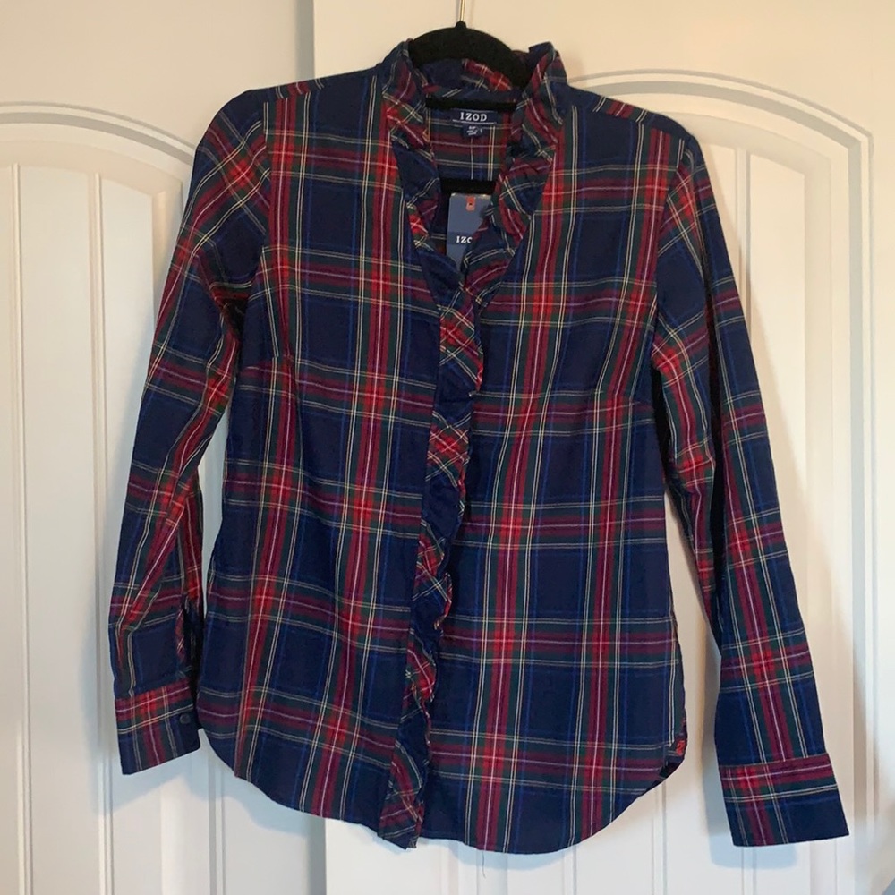 Izod Plaid button down shirt by small petite